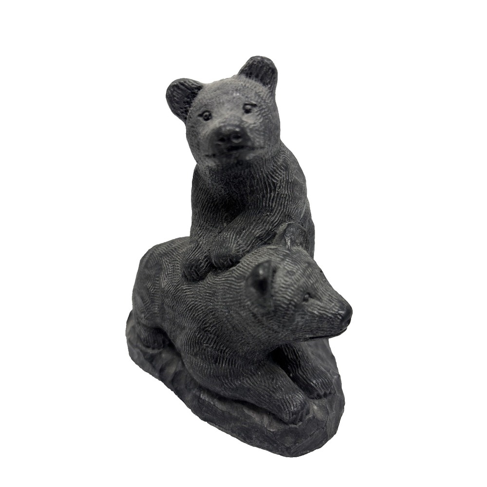 Vintage A WOLF Original Bear Soap Stone Figurine Hand Made in Canada 4.25"‎